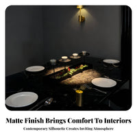Matte Black Candle Holder with Tray | Four Slender Stem-Mounted Plates, 4-Light Candle Tray, for Dining Table