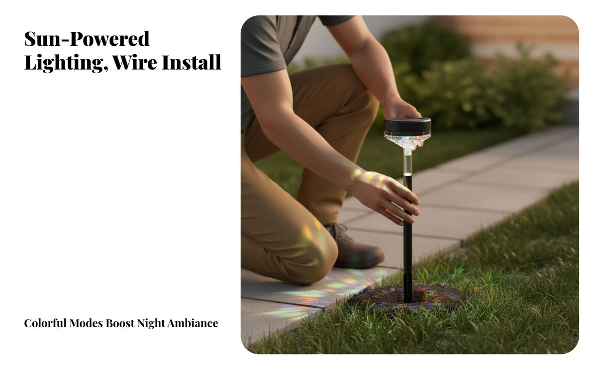 RGB Solar Walkway Light Water Resistant Ground Stake Outdoor Lamp Weather-Resistant Outdoor Lighting for Landscapers, DIY Enthusiasts, Pathway, Patio