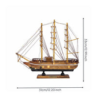 Handmade Wooden Sailboat Ornament Creative Gift DIY Cash Holder Boat Three-Mast Ship Model for Desktop, Living Room, Office