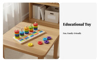 Improves Fine Movement Skills Wooden Color Matching Game Educational Fun Hoop Stacking Pillar Toy Promotes Hand-Eye Coordination