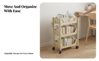 Rolling Storage Shelf Movable with Wheels Mobile Storage Shelf Space Saving