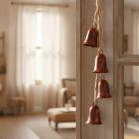 Hanging Bell with Rope Rustic Hanging Bell Aged Ornament for Door, Christmas Tree, Wreath