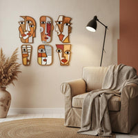 Picasso Inspired Face Hanging Artistic Design Wooden Cubism Wall Decor