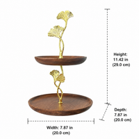 Walnut Wood Double Layer Serving Stand, Wooden Dessert Display Cake Stand, for Fruit & Cake, Home Entertaining