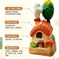 Handcrafted Wood Carving Healing Cabin Desktop and Car Decoration