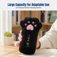 Plush Cat Paw Pencil Case, Cute Cartoon Large Capacity Stationery Bag, Soft Furry Storage Pouch for Students, Girls