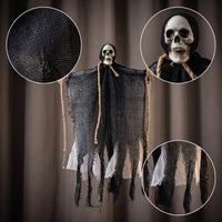 Hanging Cranium Specters Halloween Cranium Specters with Gauze Drape Outdoor Hanging Skeleton Decorations for Porch