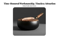Traditional Iron Wok No Coating Chinese Iron Wok Deep Stir Fry Pan Naturally Non-Stick Thickened Frame for Gas Cooktop