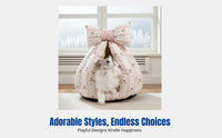 Soft Pet Den Machine-Washable Ribbon-Topped Pet Tent Warm Enclosed Design for Young Felines, Small Dogs, Winter Use, Indoors