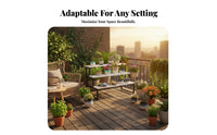 Movable with Wheels Tiered Plant Ladder Stepped Layout 3-Tier Plant Stand Locking Casters Flower Rack Multipurpose for Florists, Gardeners, Homeowners, Balcony, Outdoor, Indoor, Living Room