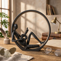 Seated Guitar Sculpture Minimalist Abstract Musician Statue Stable Base Dwelling Decoration for Shelf, Bookcase