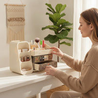 Makeup Organizer with Drawers Space-Saving Vanity Organizer with Drawers Easy to Clean Desktop Cosmetic Storage for Washroom