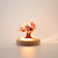 Night Light with Dome Cover Warm LED Glowing Miniature Landscape Decorative Tree Light Ambient Lamp Safe for Bedside Table, Desk