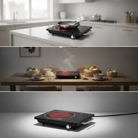 Tactile Control 3500W Ceramic Hot Plate Built-in Timer Portable Electric Cooktop Compatible with All Cookware for Students, Campers, Office