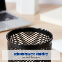 Metal Mesh Pen Holder, Round Desk Organizer, Multifunctional Storage Box for Students and Office