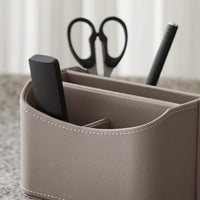 PU Leather Remote Control Holder Modern Design Faux Leather Remote Holder Neat Stitching Detail Multi-Compartment Desktop Organizer for Coffee Table
