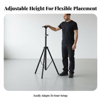 Sturdy Steel Construction Tripod Speaker Stand Foldable Design Floor Speaker Stand Non-Slip Feet Secure Locking Pin for DJs, Musicians, Event Organizers, Stage Performance, Live Events, Conferences, Weddings