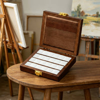 24 Compartments Wood Art Storage Box Divided Insert Art Supply Organizer Box Hinged Lid Metal Clasp