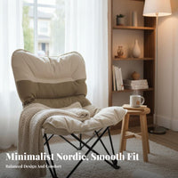 Space-Saving Foldable Moon Chair Lightweight Single Lazy Sofa Chair Ergonomic Design Sturdy Metal Frame for Students, Adults, Balcony, Dorm Room, Reading Nook, Playroom