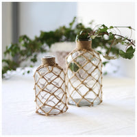 Handmade Rope-Wrapped Glass Vase for Dried Flowers, Cylindrical, Rustic Style