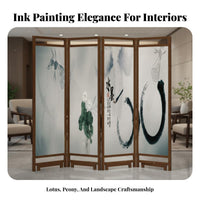 Wooden Folding Screen Foldable Design Wooden Frame Room Separate R Movable Freestanding Partition Screen for Homeowners, Hotel, Entrance Restaurant