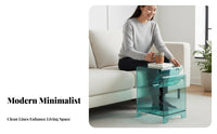 Nordic & design Sofa Accent Table Light Luxury Wavy Side Table Transparent Nightstand Artistic Design for Apartment Dwellers, Interior Designers, Living Room, Bedroom, Home Office, Entryway