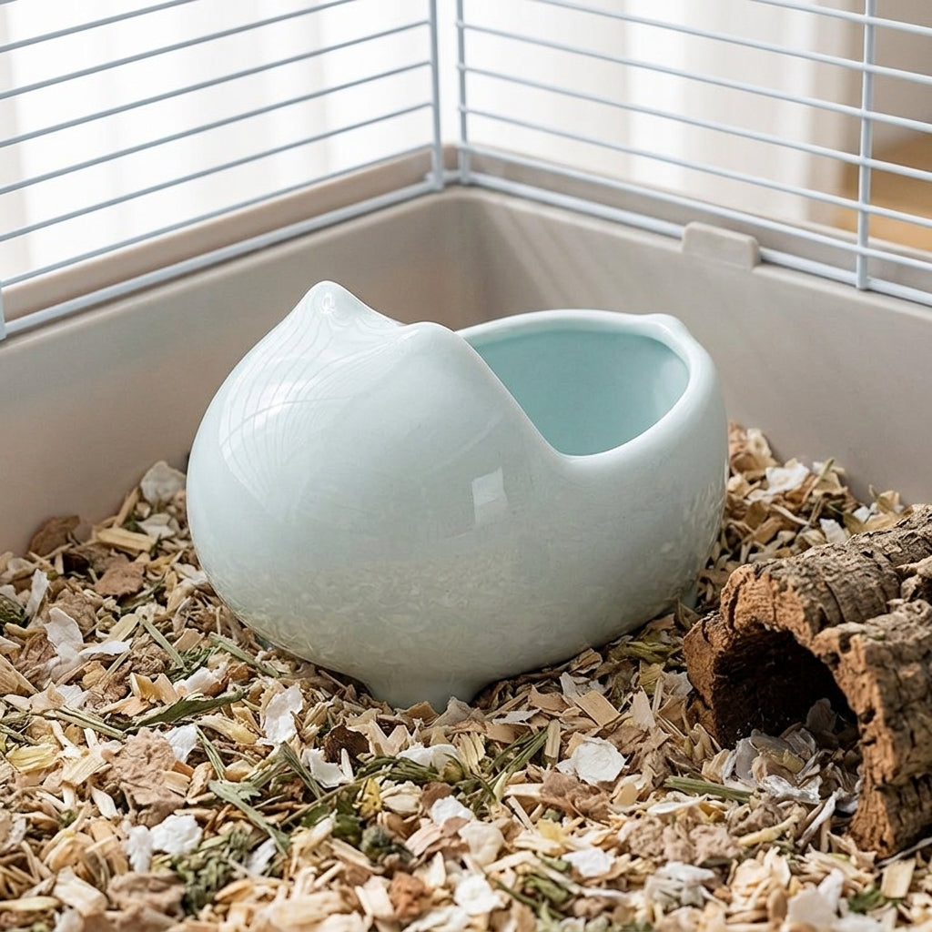 Ceramic Hamster Hideout and Hamster Sand Bath, 12cm Hamster Sand Bath for Small Pets, Sturdy Hamster Hide with Stable Legs for Easy Cleaning