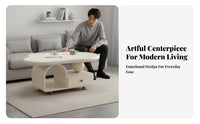 Rolling Accent Table with Drawer Modern Design Coffee Table with Storage Rounded Edges Space-Saving for Homeowners, Small Areas