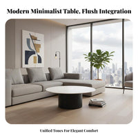 2 Pieces Modern Minimalist design Round Nesting Table Set Space Saving High-Low Nesting pair abrasion Resistant Top Living Room Furniture Easy to Clean for Apartment Dwellers, Renters, Homeowners, Small Spaces, Lounge Area