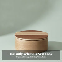 Home Organizer Round Wood Storage Box Vintage Style Solid Wood Storage Box Lifting Strip