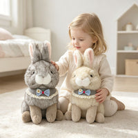 Bunny Doll with Collar Soft Stuffy Doll Stuffed Bunny Adorable Plushie Comfy for Children, Bedroom, Nursery