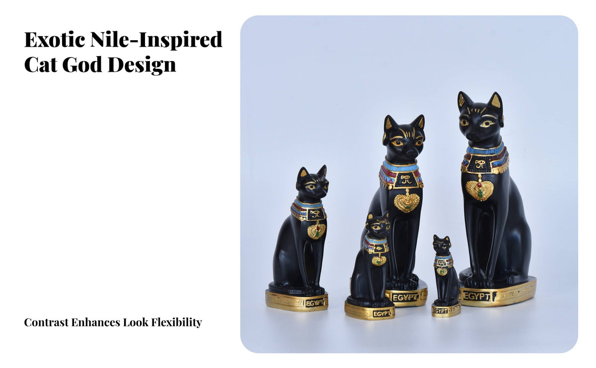 Ancient Feline Statue Great Gift Ancient Feline Statue Figurine Good Luck Charm Bastet Deity Figurine for Homeowners, Spiritual Individuals