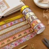Washi Tape Set with Gold Foil, Fresh Floral and Bow Patterns