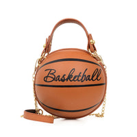 Basketball-Shaped Purse Faux-Leather Basketball Handbag Sporty Crossbody Shoulder Bag with Shoulder Strap for Concerts
