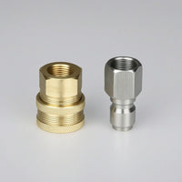 2 Pieces 3/8 Inch Female Coupler Brass Quick Coupler with Plug Quick Connect Fittings Compact Hose Adapter Set for Car Detailers