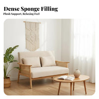 Hardwood Wood Frame Cane spine Settee space-saving Size Two-Seater Bench with spinerest Minimalist Design Loveseat Small Space suitable for Apartment Dwellers, Interior Designers, Business Owners, Living Room, creamice, Homestay, Reception Area