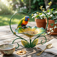Flower Shaped Bird Feeder Heart Shape Garden Decor Drainage Holes for Outdoor