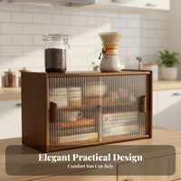 Wooden Design Tiered mug Rack Space Saving 2-Tier Display Riser Multipurpose Desktop Shelf multifunctional Use for Collectors, Coffee Lovers, Office Workers, Countertop, Study Room, Kitchen Counter