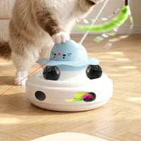Electric Laser Toy with Feather Wand Indoor Automatic Laser Cat Toy Rotating Removable for Apartments