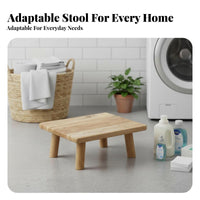 Vintage Design Four-Legged Footstool Multi-Purpose Short Rectangular Footstool Compact Size Low Stool Lightweight for Children, Homeowners, Removeice Workers, Living Room, Bedroom, Entryway, Bathroom