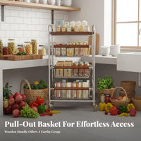 Large Capacity Multi-Tier Rolling Cart Sturdy Construction Kitchen Storage Trolley Anti-Rust Frame Rolling Storage Cart Detachable Top Tray for Homemakers, Homeowners, Apartment Dwellers, Living Room, Bedroom, Bathroom, Away Ice