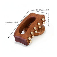 Wooden Massager with Brass Balls Handheld Gua Sha Board Manual for Home, Travel