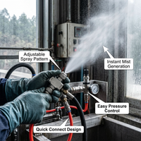 Stainless Steel Misting Nozzle, Industrial Fine Mist Spray Tip, Low Pressure Humidification Nozzle, Two Fluid, 1/4 Pressure Siphon Type