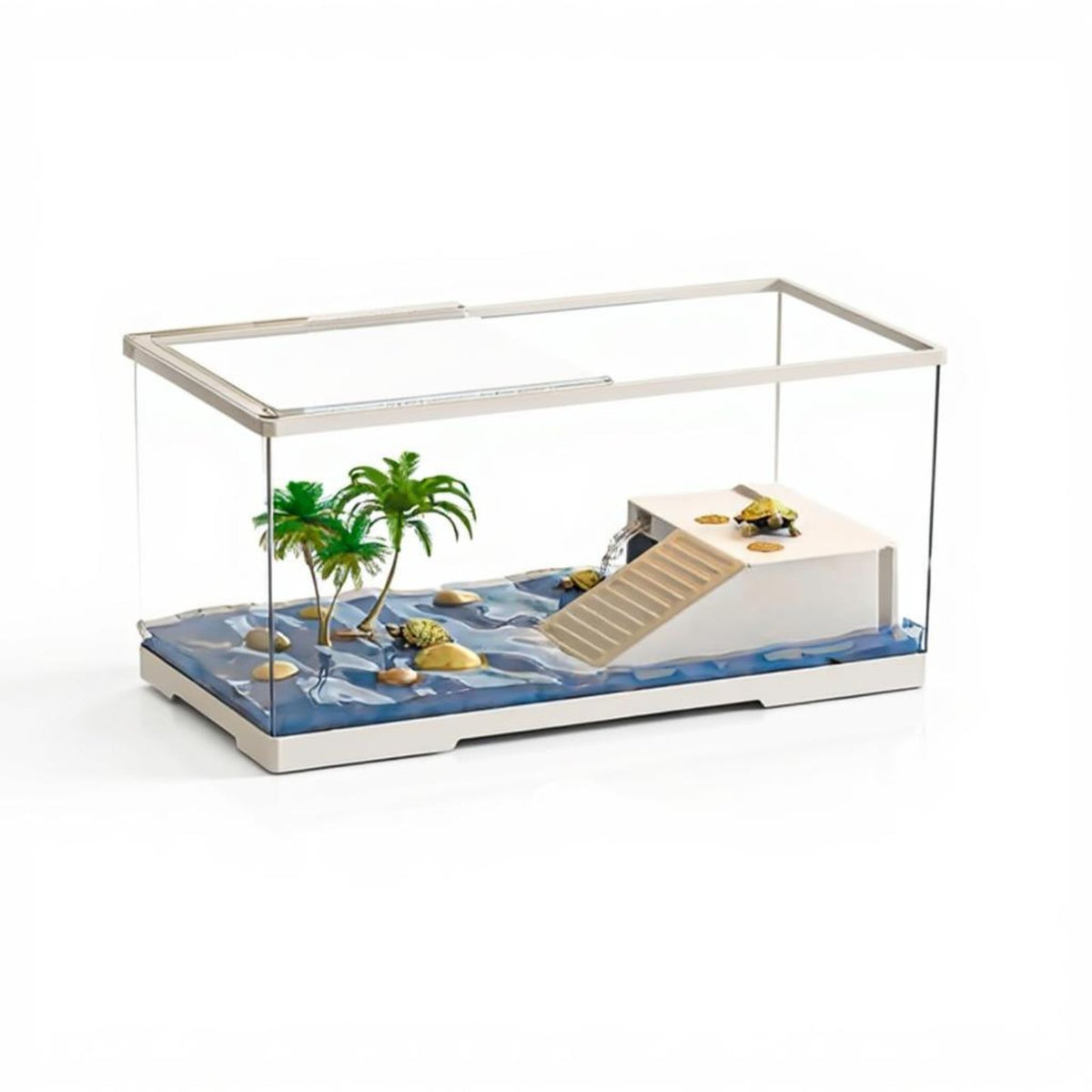Turtle Habitat with Basking Platform and Lid, Transparent PC