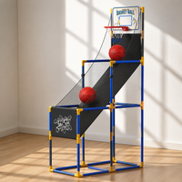 Kids Indoor Portable Basketball Hoop Game Set with Ball Return System, Movable Outdoor Sports Toy