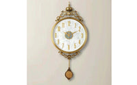 Wall Clock with Pendulum Ornate Silent Wall Clock Gold-Tone for Living Room, Bedroom