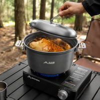 Aluminum Alloy Cookware Set, 57 Pieces, Dark Gray, Camping Pot Set, Includes Storage Bag, Compatible with Gas Stoves