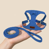Small Dog Harness and Leash Walking Set, Deer Velvet Chest Strap with Bow, Harness Small Vest for Comfortable Outdoor Training and Running