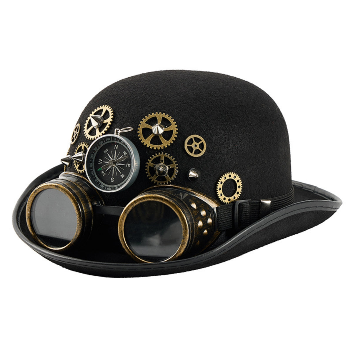 Steampunk Top Hat Old-World Fedora Cap with Goggles Gothic for Cosplayers, Adults