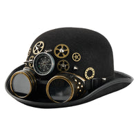 Steampunk Top Hat Old-World Fedora Cap with Goggles Gothic for Cosplayers, Adults